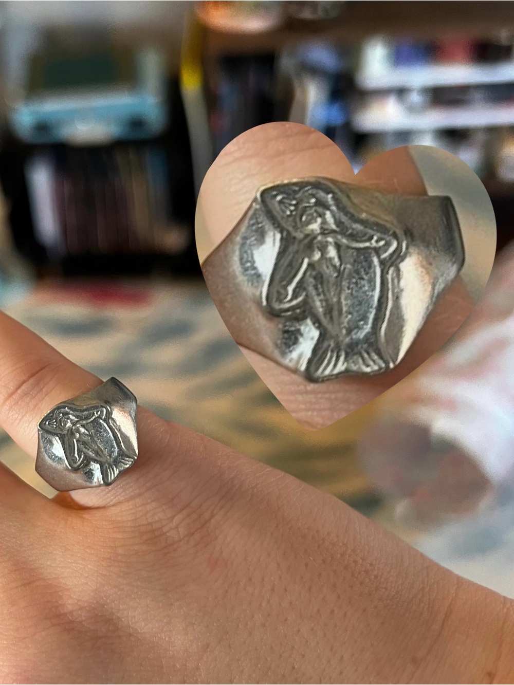 Handmade Pewter Selkie Wax Seal Ring, sz 7 1/4